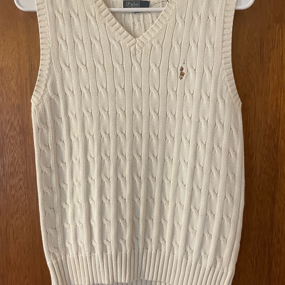 Ralph Lauren polo women V-Neck Cream Sweater Vest